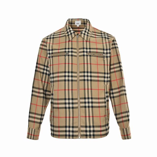 Burberry Check Lapel Jacket with Double Chest Zipper PocketsThis jacket is rarel