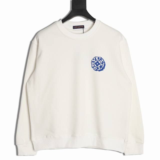 Louis Vuitton Lv 25Fw blue flocked crewneck sweatshirt 480G high-grade combed co