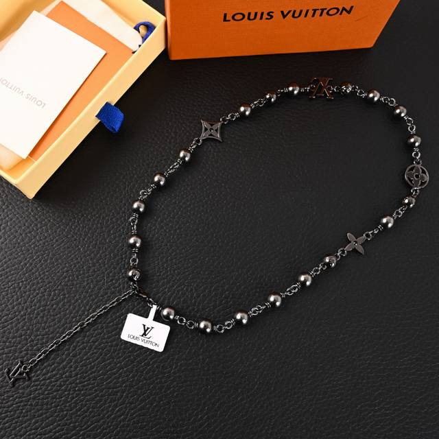 Louis Vuitton Lv pearls Damier inscribed metal bead necklaceLvpearls bracelet fe