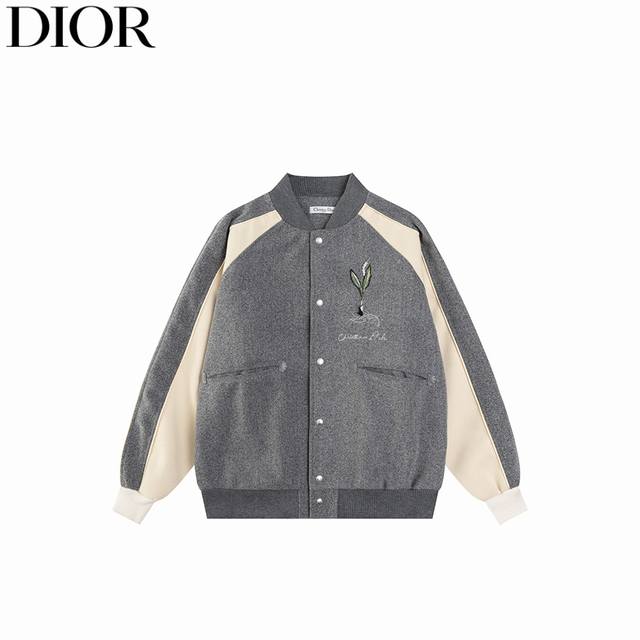 Dior 25Fw Sprouting Sapling Embroidered Baseball Jacket - Made of 700g Dragon an