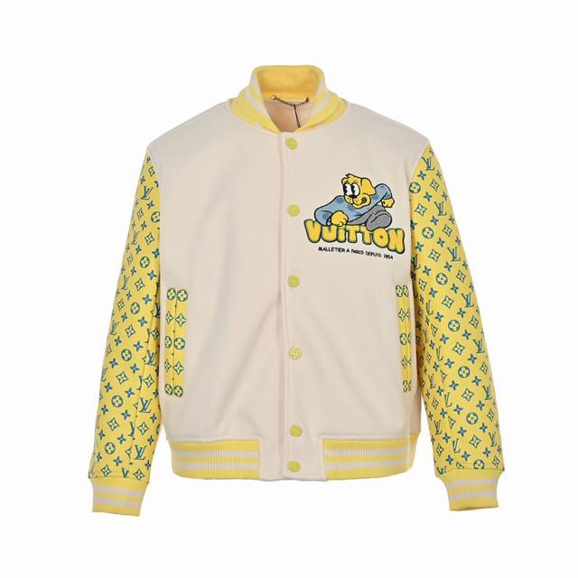 Louis Vuitton 23Ss Embroidered Monogram Baseball Jacket Sorry to have kept you w