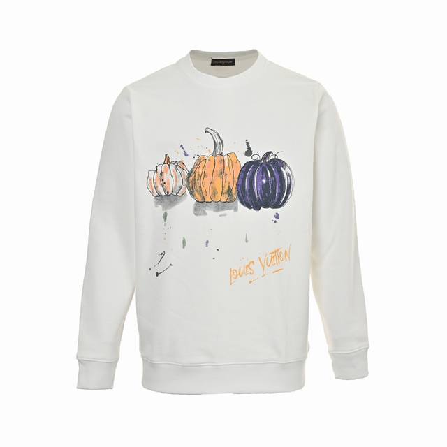 Louis Vuitton 24Fw graffiti hand-painted pumpkin crewneck sweatshirt . Made of