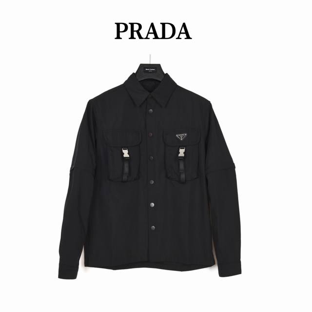 prada Prada metal lock functional jacket New unisex shirt classic triangle logo
