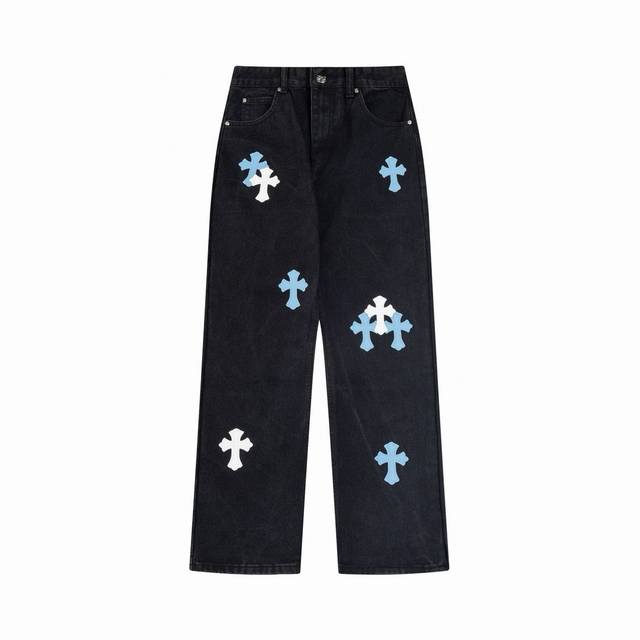 High-end Chrome Hearts city-exclusive leather-labeled Sanskrit cross jeans, unis