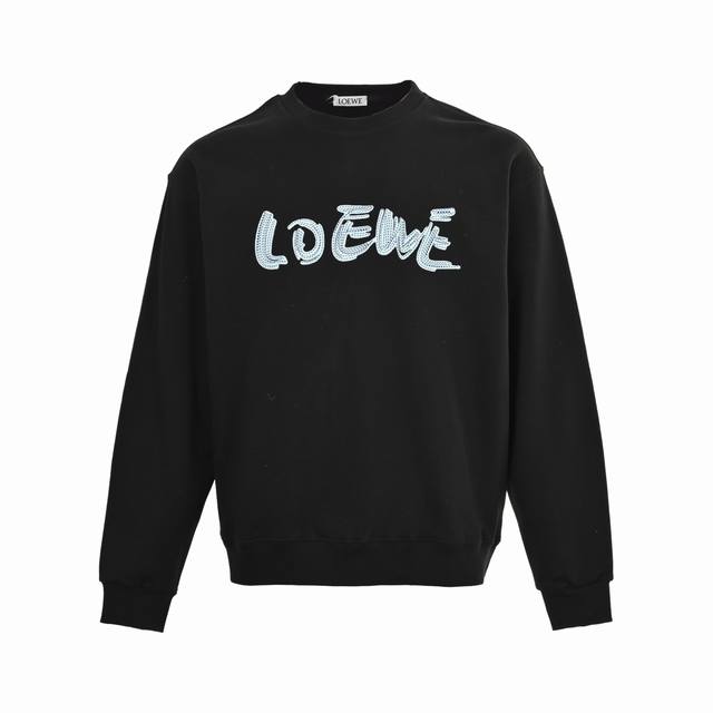 Loewe 25Fw dotted letter logo print crew neck sweatshirt 480G high-grade combed