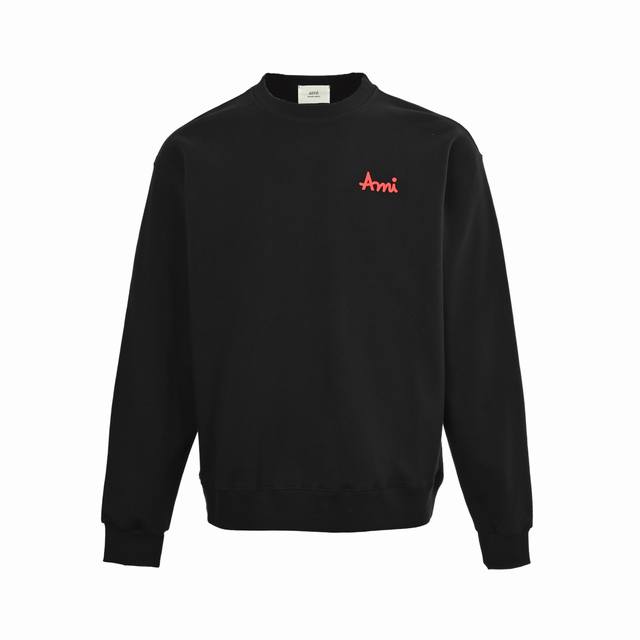 Ami paris 25Fw Small letter round neck sweatshirt 480G high-grade combed cotton