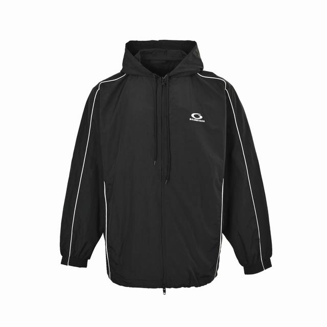 Balenciaga 25Fw semi-circular embroidered white striped sports suit jacketA must