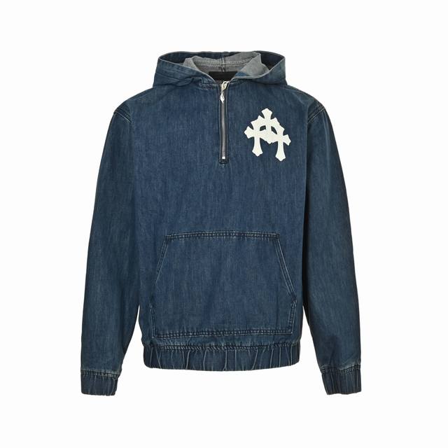 Chrome Hearts Hooded Patch Pocket Long Sleeve Half-Zip JacketAvailable in differ