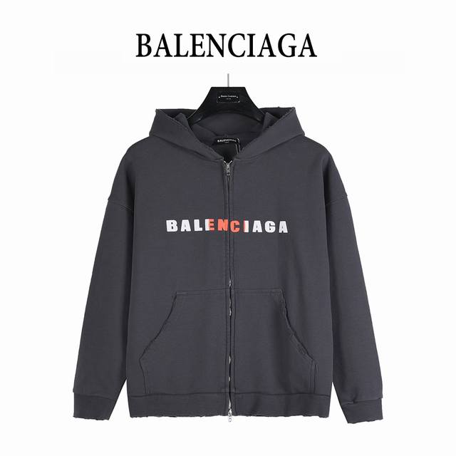 Balenciaga 25Fw Colorful Letter Embroidered Ripped Double Zipper Jacket. Made fr