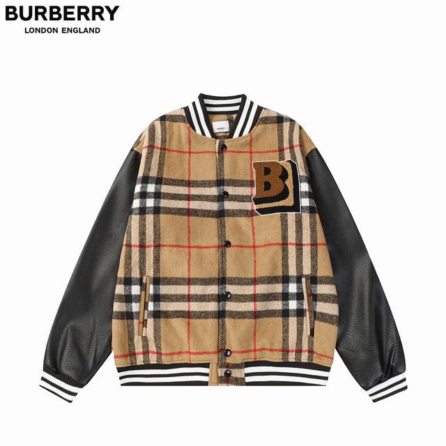 Burberry 25Ss preppy style towel embroidered baseball jacket - Heavy-weight fabr
