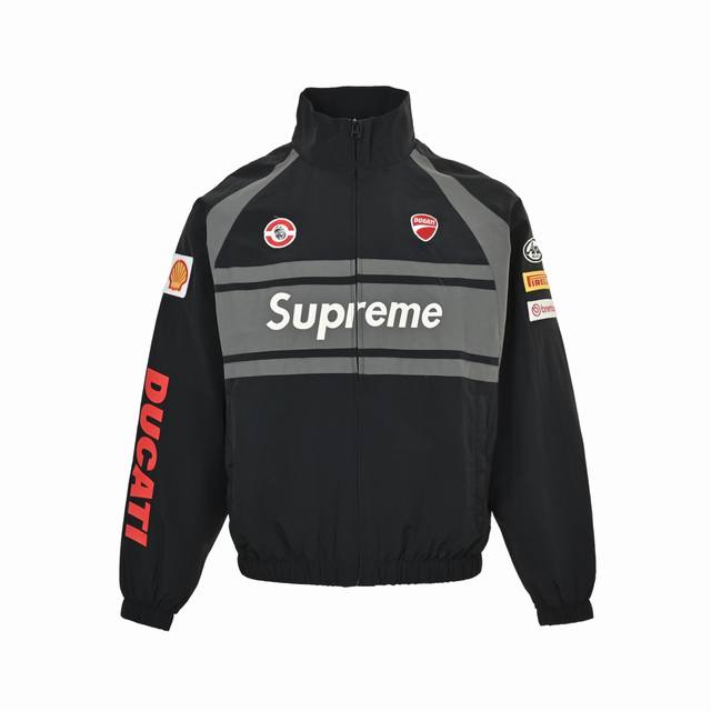 Supreme Ducati Collaboration Color-Contrast Motorcycle Jacket. Supreme x Ducati
