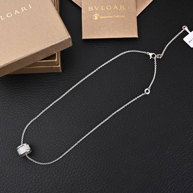 Bvloari Bulgari small waist full diamond pendant necklace 18K gold-plated materi