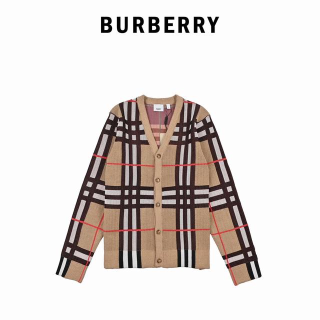 Burberry 24Ss Plaid Preppy Cardigan SweaterThe brand's classic plaid jacquard wo