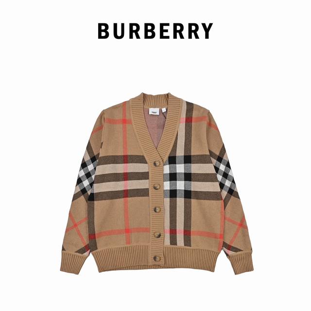 Burberry Bbr Classic Check Jacquard Knit Wool CardiganCrafted from the original