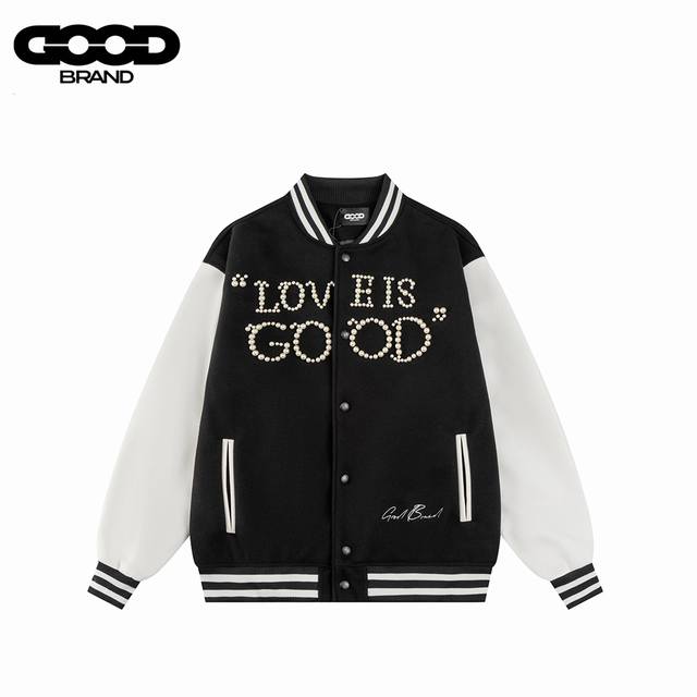 Good Brand 25Ss Loveis Good pearl logo baseball jacket : Use the original custo