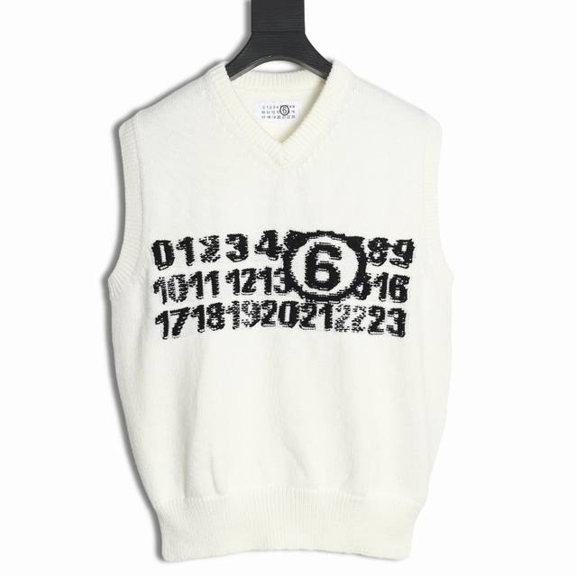 Maison Margiela 24Ss intarsia knitted vest. Made from custom-woven and dyed wool