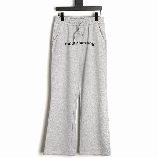 Alexander Wang 25Fw letter print trousers Made of 400g pure cotton terry fabric,