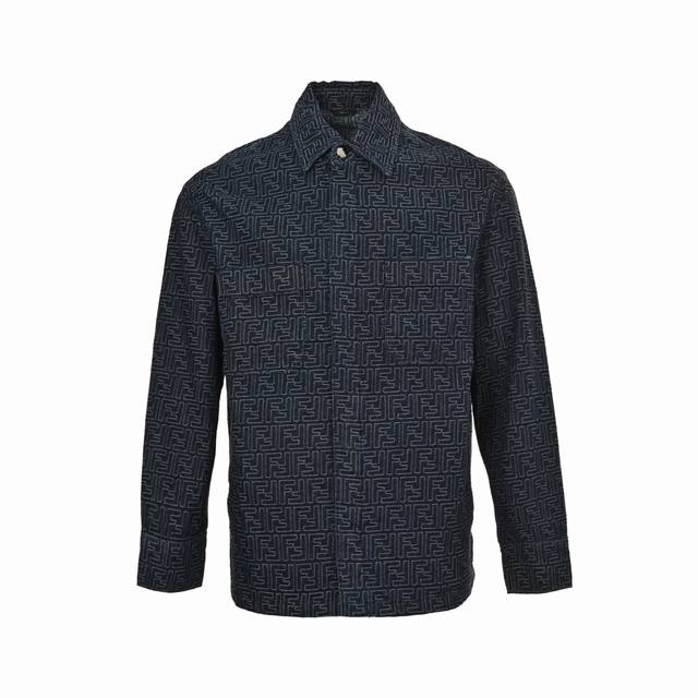 Fendi 25Fw all-over Ff jacquard denim jacket Custom washed dark blue Ff jacquard
