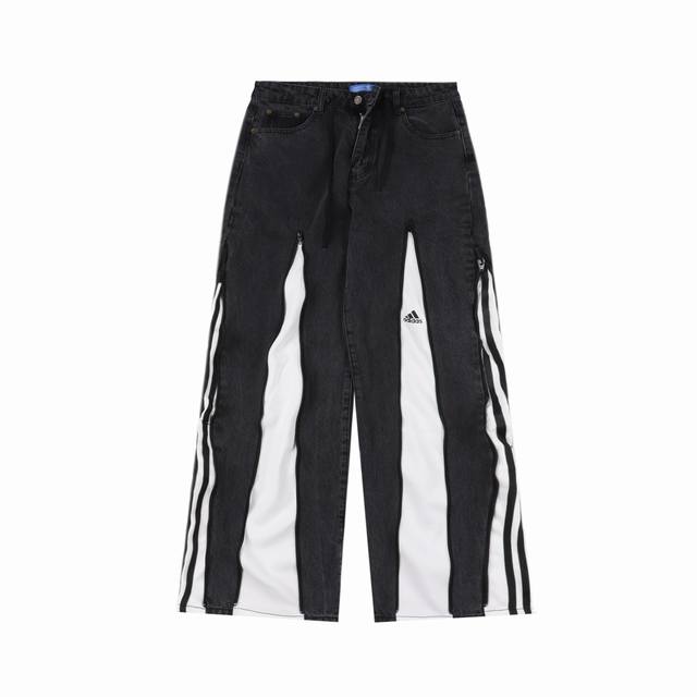 Adidas Dance deconstructed denim patchwork design, versatile and casual mid-rise