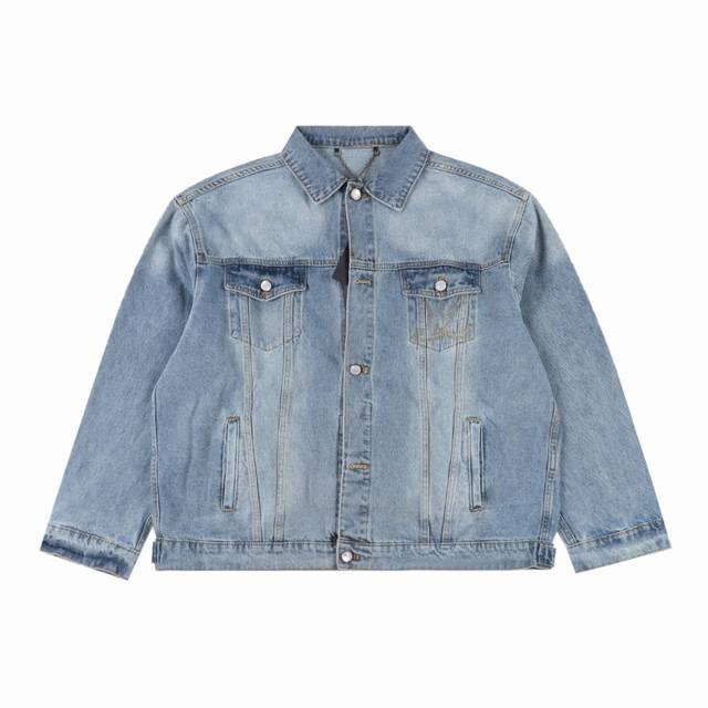 Louis Vuitton 1V 25Fw Pocket Hollow Embroidery Denim JacketA must-have item for