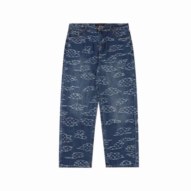 Louis Vuitton 1V 25Fw Lucky Cloud Monogram Jacquard Denim PantsA must-have item