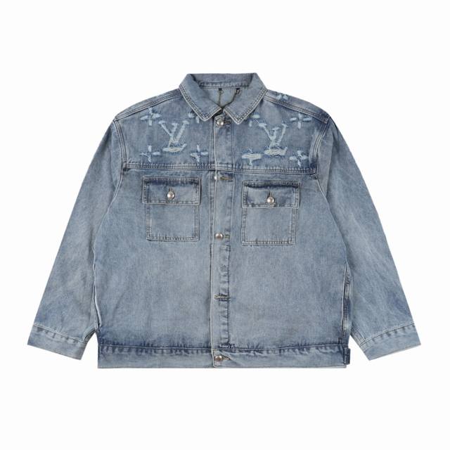 Louis Vuitton 1V 25Fw cat whisker hole monogram denim jacketA must-have item for