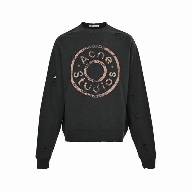 Acne Studios distressed printed ripped crewneck sweatshirt Custom-dyed 1:1 cotto