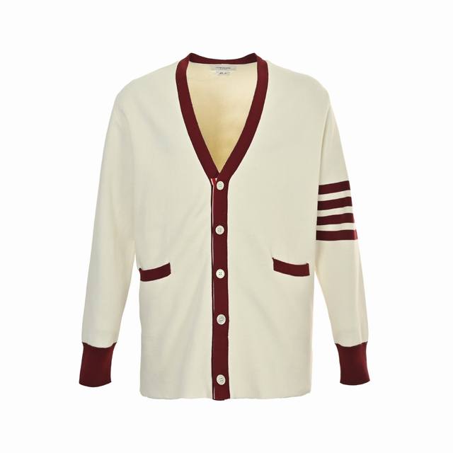 Thom Browne 25Fw Colorblock Cotton Knit Cardigan This cardigan is made with 100%