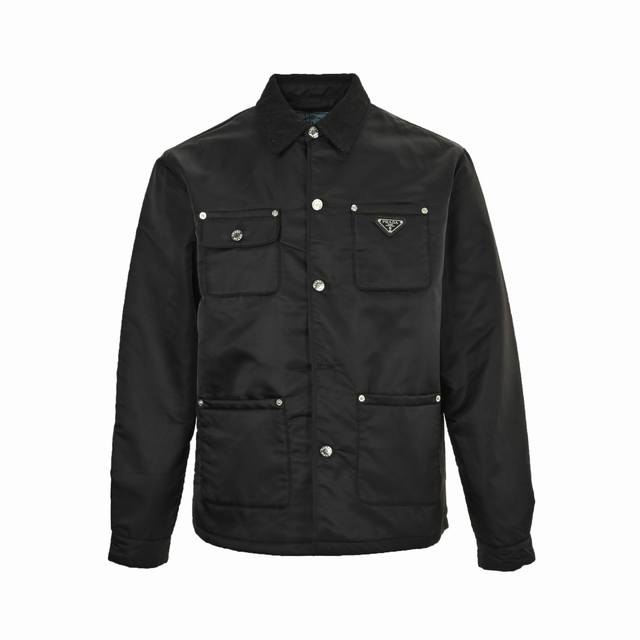 prada 25Fw triangle pocket flap padded jacketCustom nylon twill protective silk,