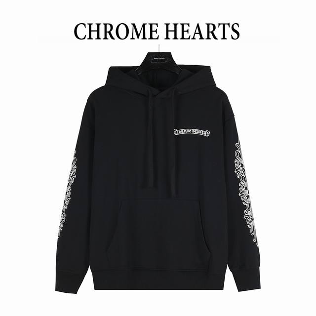 Chrome Hearts classic purple sword and Sanskrit cross print hooded sweatshirt. T