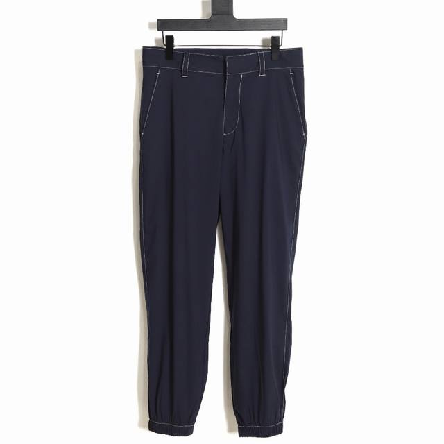 prada 23Ss visible stitch trousers . Made from 100% cotton grey fabric, custom-