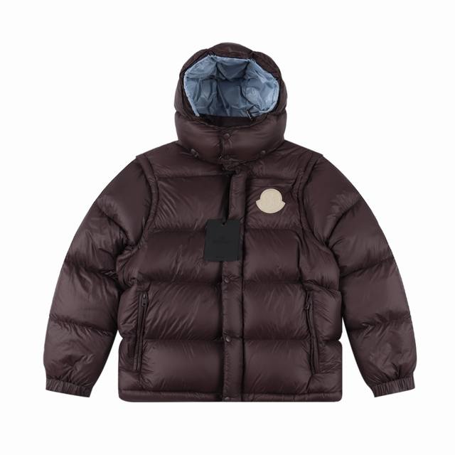Moncler 24Fw Cyclone Hooded Down Jacket with Detachable Sleeves and Large Logo.