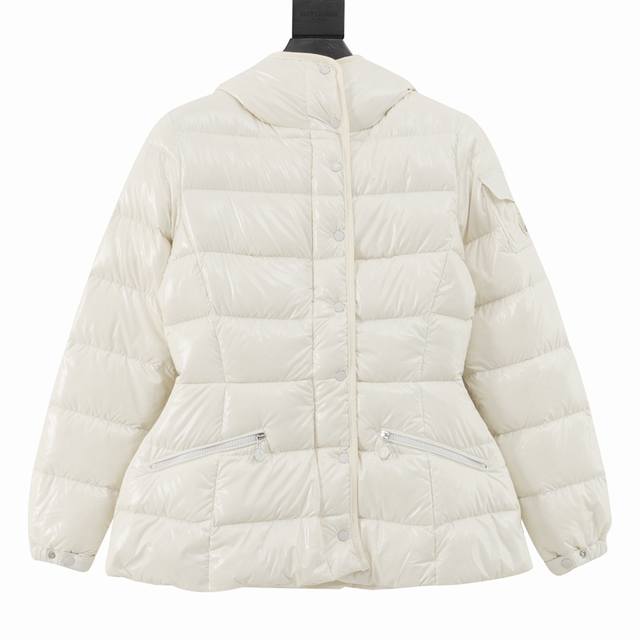 Moncler's new early fall Barante women's short hooded down jacket with a waistba