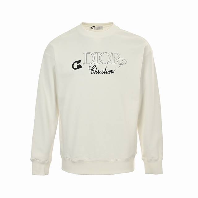 Dior 24Fw embroidered pin and letter round neck sweatshirt . 420g cotton fabric