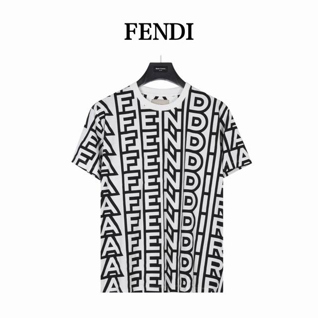 Fendi Fendi black and white all-over lettering short-sleeved T-shirtAs part of t