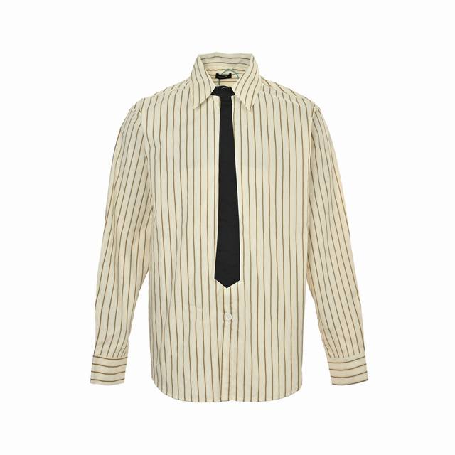 We11 Done 25Fw College style tie shirt Color: stripes, white Size: SL