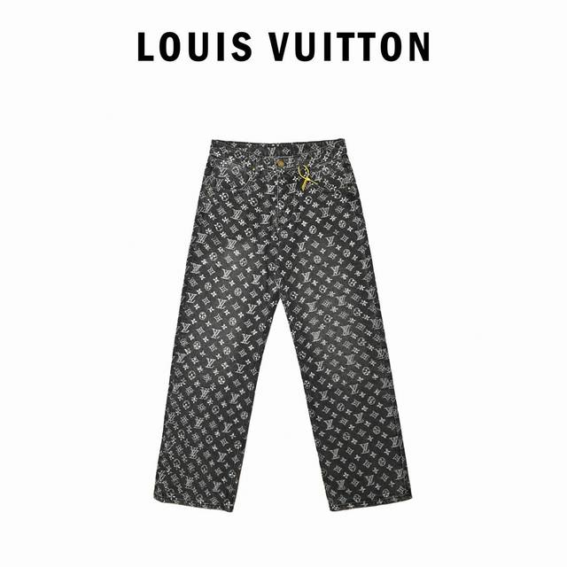 Louis Vuitton monogram-printed, rhinestone-embellished jeans . Crafted from den
