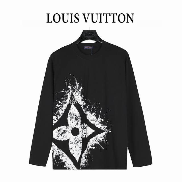 Louis Vuitton 25Fw long-sleeved T-shirt with a splash-ink print of the large fou
