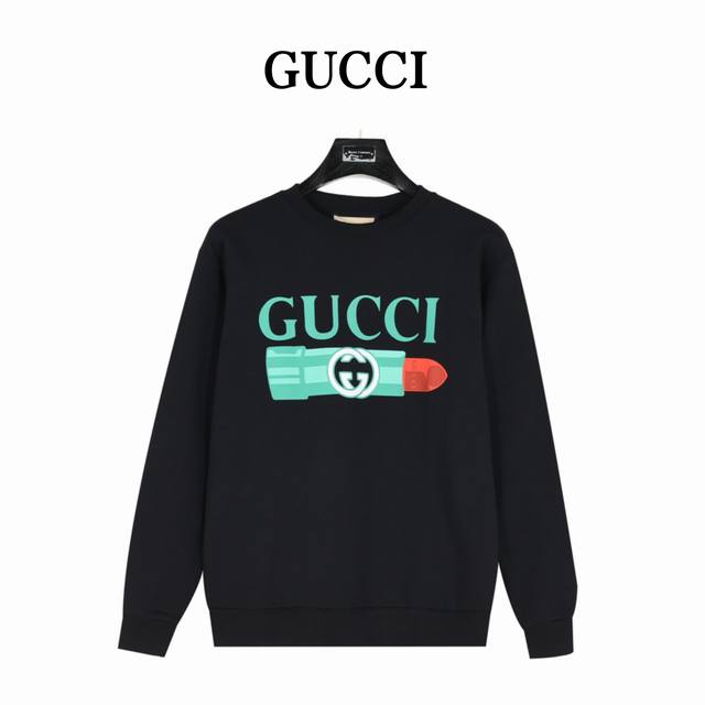 Gucci lipstick double G letter foam print crew neck sweatshirtSimple yet stylish