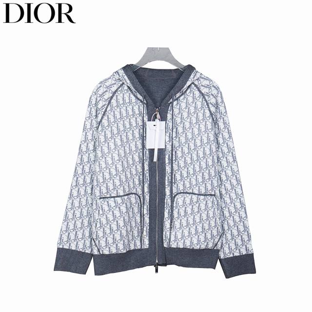 Dior 24Fw monogram jacquard double-sided cashmere zipper jacketThe fabric is mad