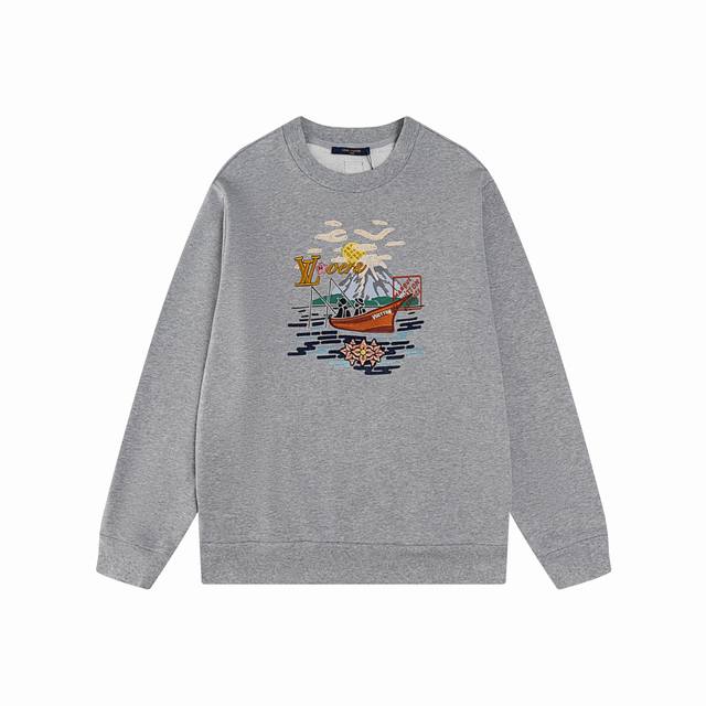 Louis Vuitton*LV Nigo Collaboration Fishing Embroidery Crewneck Sweatshirt Fabri
