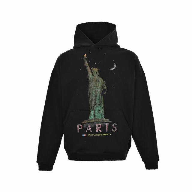Balenciaga 24Fw Statue of Liberty print hooded sweatshirt. Exclusively custom-wo