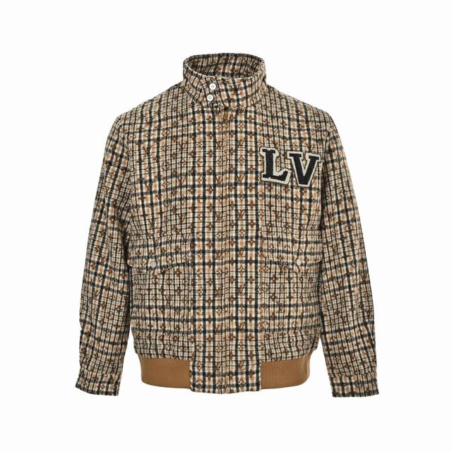 Louis Vuitton embroidered badge and all-over monogram check jacket. . Donkey's