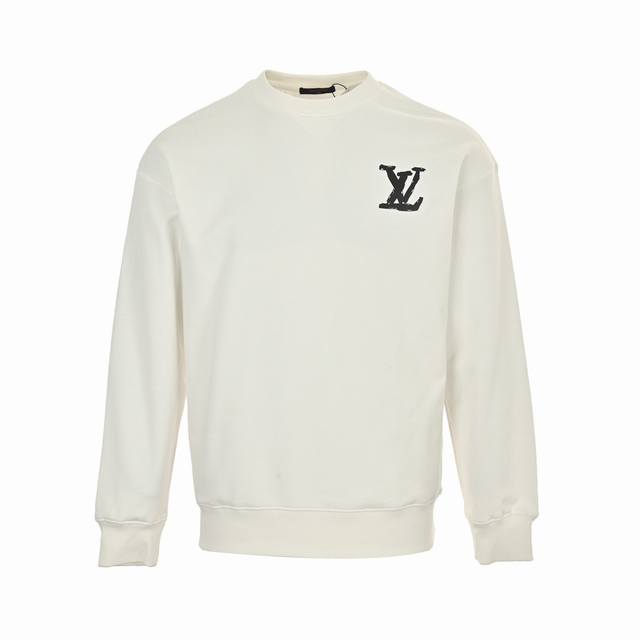 Louis Vuitton 24Fw hand-painted graffiti logo crewneck sweatshirt. . 420g cotto