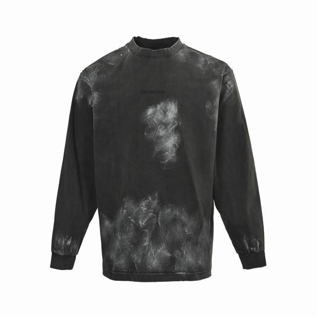 Balenciaga 25Fw Paint Inkjet Embroidered Long-Sleeved T-shirt A striking design,