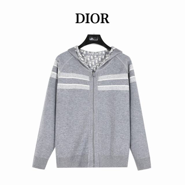Dior Dior Classic Monogram Reversible Wool and Cashmere Hooded Cardigan . Made