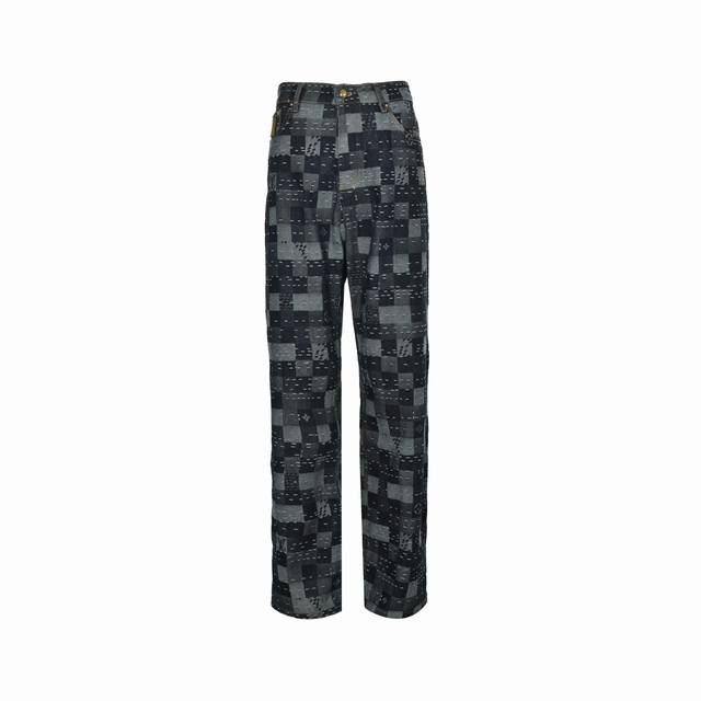 Louis Vuitton & Nigolv joint patch mosaic plaid jeans suit . The original versi