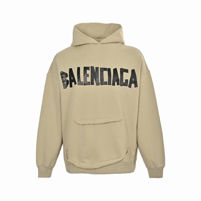 Balenciaga 25Fw Masking Tape Hooded Sweatshirt Balenciaga ripped masking tape le