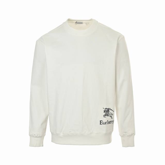 Burberry 24Fw Round Neck Sweatshirt with Embroidered War Horse at Hem. Made from