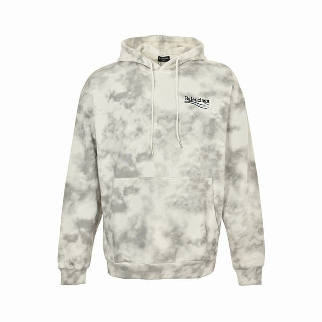 Balenciaga 24Fw Cola Embroidered Mud-Dyed Distressed Hooded Sweatshirt420g Cotto